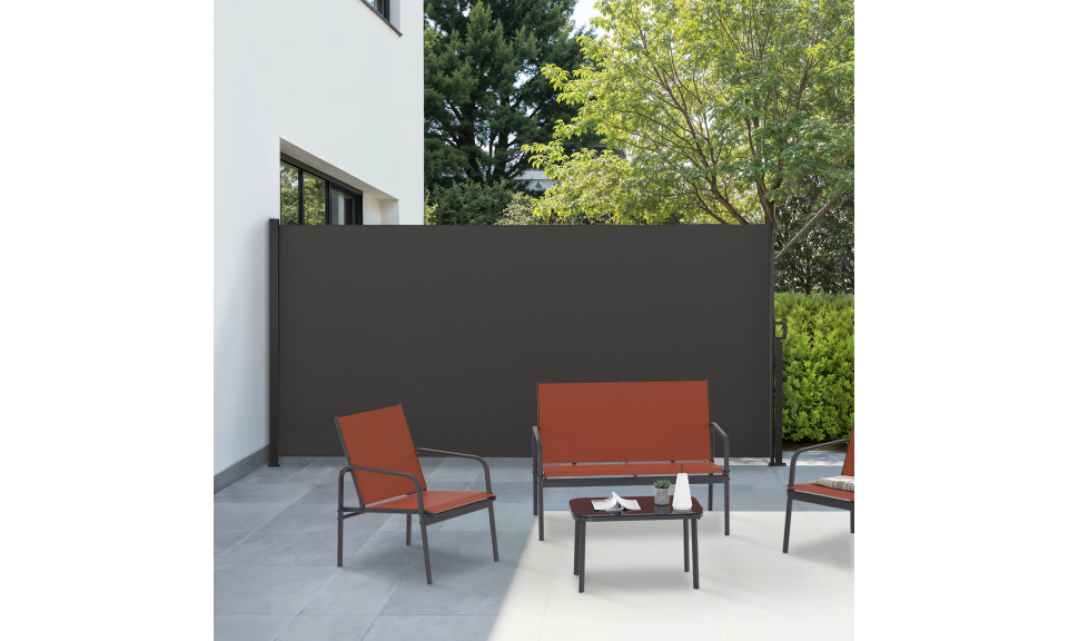 Paravent rétractable 400x200cm gris anthracite