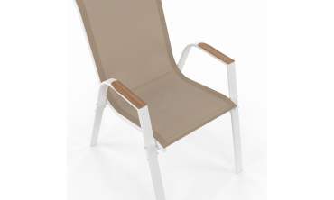 Ensemble repas extensible Timbia 12 places blanc verre trempé effet bois