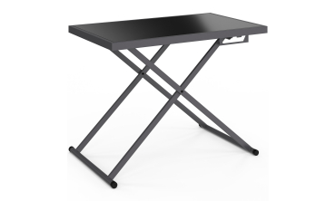 Table de jardin relevable Oleg 100cm verre trempé gris