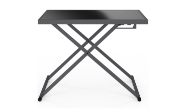 Table de jardin relevable Oleg 100cm verre trempé gris