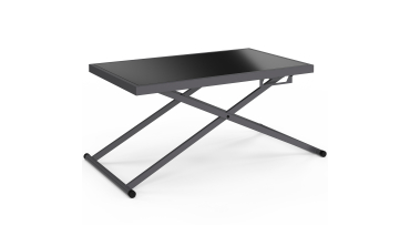 Table de jardin relevable Oleg 100cm verre trempé gris