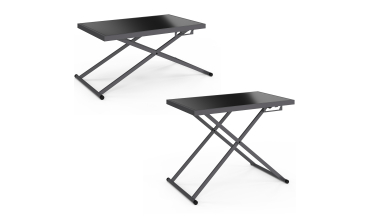 Table de jardin relevable Oleg 100cm verre trempé gris