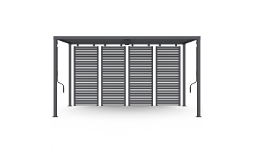 Pergola bioclimatique 3x4m lames orientables + 4 persiennes