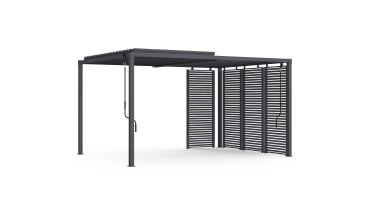 Pergola bioclimatique 3x4m lames orientables + 4 persiennes