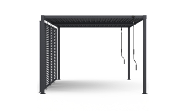 Pergola bioclimatique 3x4m lames orientables + 4 persiennes