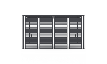 Pergola bioclimatique 3x4m lames orientables + 4 persiennes