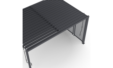 Pergola bioclimatique 3x4m lames orientables + 4 persiennes