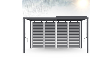Pergola bioclimatique 3x4m lames orientables + 4 persiennes