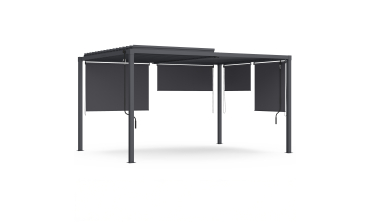 Pergola bioclimatique 3x4m lames orientables + 4 stores
