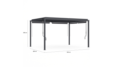 Pergola bioclimatique 3x4m lames orientables + 4 stores