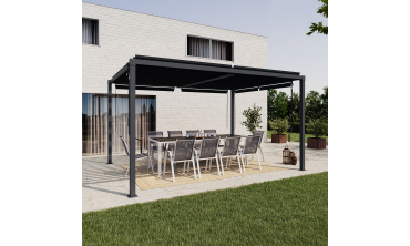 Pergola bioclimatique 3x4m lames orientables + 4 stores
