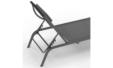 Transats inclinables Mindoro 5 positions avec table d'appoint - lot de 2