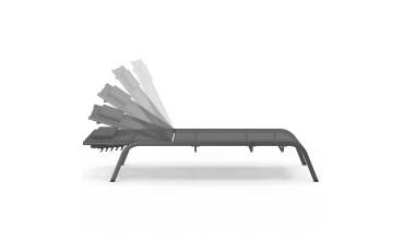 Transats inclinables Mindoro 5 positions avec table d'appoint - lot de 2