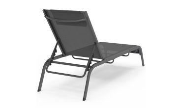 Transats inclinables Mindoro 5 positions avec table d'appoint - lot de 2