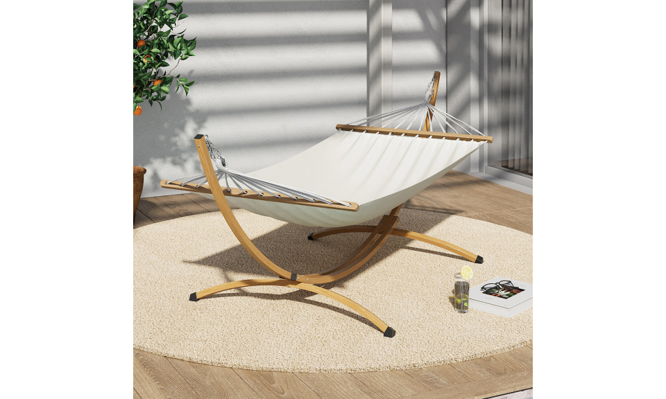 Hamac Amazonia support métal effet bois toile écrue