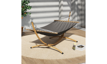 Hamac Amazonia support métal effet bois toile grise