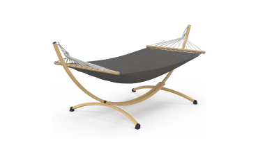 Hamac Amazonia support métal effet bois toile grise