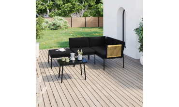 Salon de jardin Ozéa 4 places noir et cordage
