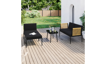 Salon de jardin Ozéa 4 places noir et cordage
