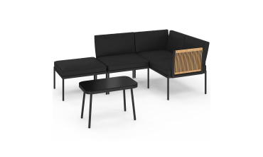 Salon de jardin Ozéa 4 places noir et cordage