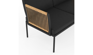 Salon de jardin Ozéa 4 places noir et cordage