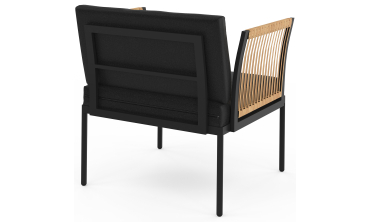 Salon de jardin Ozéa 4 places noir et cordage