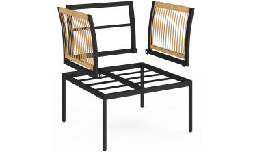 Salon de jardin Ozéa 4 places noir et cordage