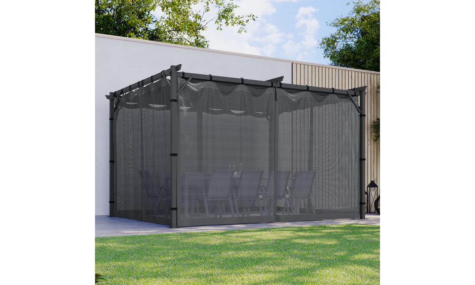 Moustiquaires pour pergola Marina 3x4m avec crochets de fixation - lot de 4