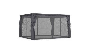 Pergola bioclimatique 3x4m lames orientables + 4 moustiquaires