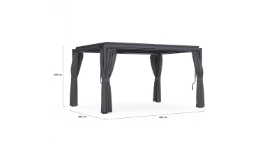 Pergola bioclimatique 3x4m lames orientables + 4 moustiquaires