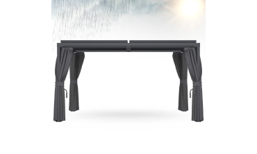 Pergola bioclimatique 3x4m lames orientables + 4 moustiquaires