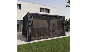 Pergola bioclimatique 3x4m lames orientables + 4 moustiquaires