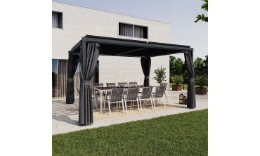 Pergola bioclimatique 3x4m lames orientables + 4 moustiquaires