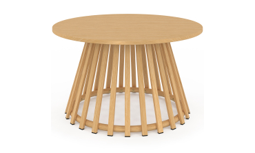 Table basse de jardin ronde Hortensia métal effet bois Ø70cm