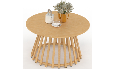 Table basse de jardin ronde Hortensia métal effet bois Ø70cm