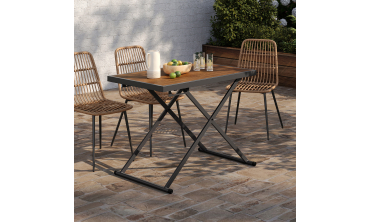 Table de jardin relevable Oleg 100cm verre trempé effet bois