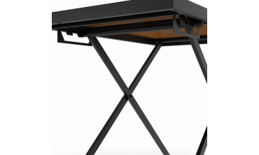 Table de jardin relevable Oleg 100cm verre trempé effet bois