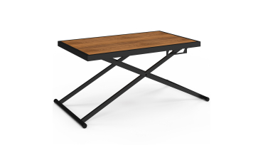 Table de jardin relevable Oleg 100cm verre trempé effet bois