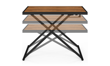 Table de jardin relevable Oleg 100cm verre trempé effet bois