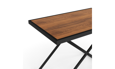 Table de jardin relevable Oleg 100cm verre trempé effet bois