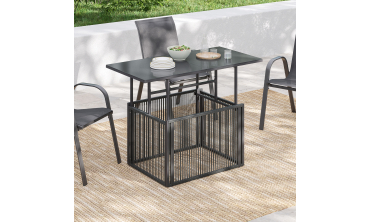 Table de jardin relevable Ozéa 100cm verre trempé gris