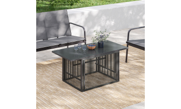 Table de jardin relevable Ozéa 100cm verre trempé gris