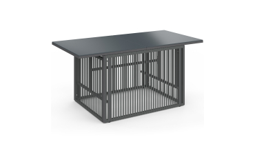 Table de jardin relevable Ozéa 100cm verre trempé gris