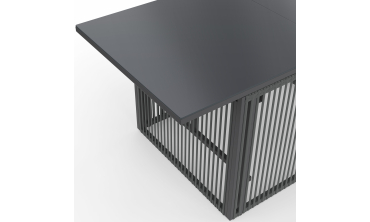 Table de jardin relevable Ozéa 100cm verre trempé gris