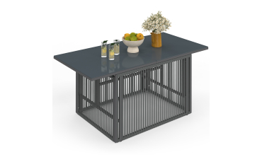 Table de jardin relevable Ozéa 100cm verre trempé gris