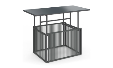 Table de jardin relevable Ozéa 100cm verre trempé gris