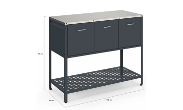 Meuble de cuisine extérieure Alméria 3 portes gris