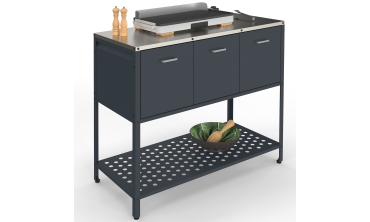 Meuble de cuisine extérieure Alméria 3 portes gris