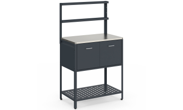 Meuble de cuisine extérieure Alméria 2 portes + étagères suspendues gris