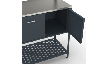 Meuble de cuisine extérieure Alméria 2 portes + étagères suspendues gris